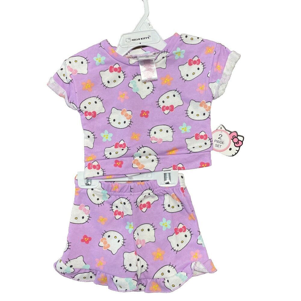 Hello Kitty 2 Piece Kids Sets Summer Shorts/top Purple Size 12 months